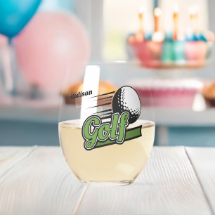 Custom Name Golf Stemless Wine Glass