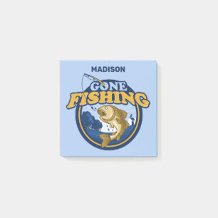 Custom Name Gone Fishing Post-it Notes