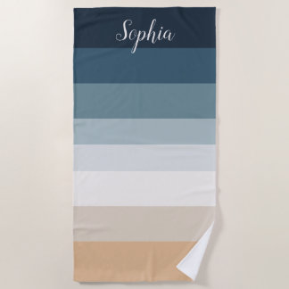 Custom Name Gradient Beach Towel - Navy to Gold