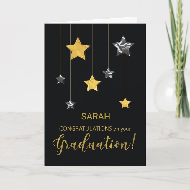 Custom Name Graduation Congratulations Gold Card (Front)
