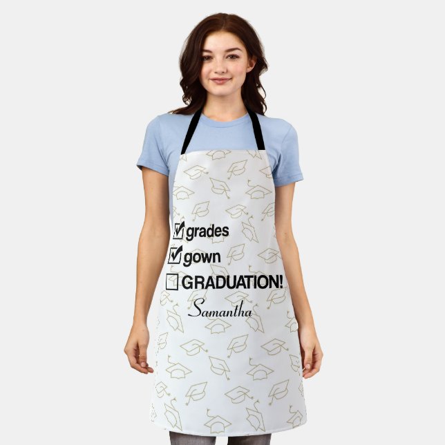 Custom Name Graduation Gift | Funny Graduation Apron (Worn)