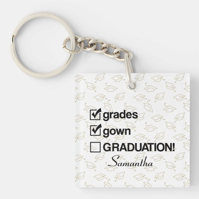 Custom Name Graduation Gift | Funny Graduation Key Ring (Front)
