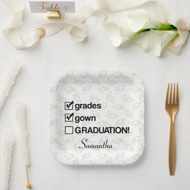 Custom Name Graduation Gift | Funny Graduation Paper Plate (Wedding)
