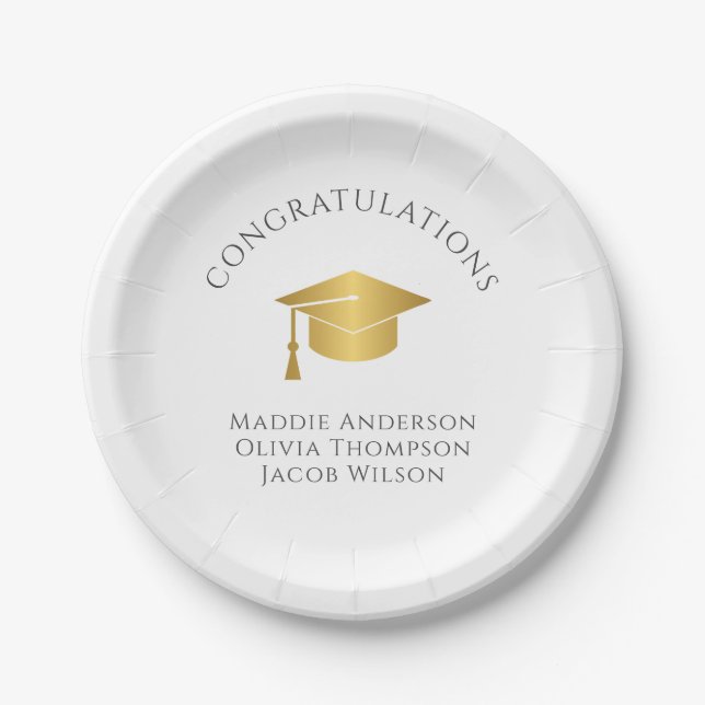 Custom Name Graduation Party  Paper Plate (Front)