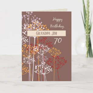 Custom Name Grandfather 70th Birthday Brown Card