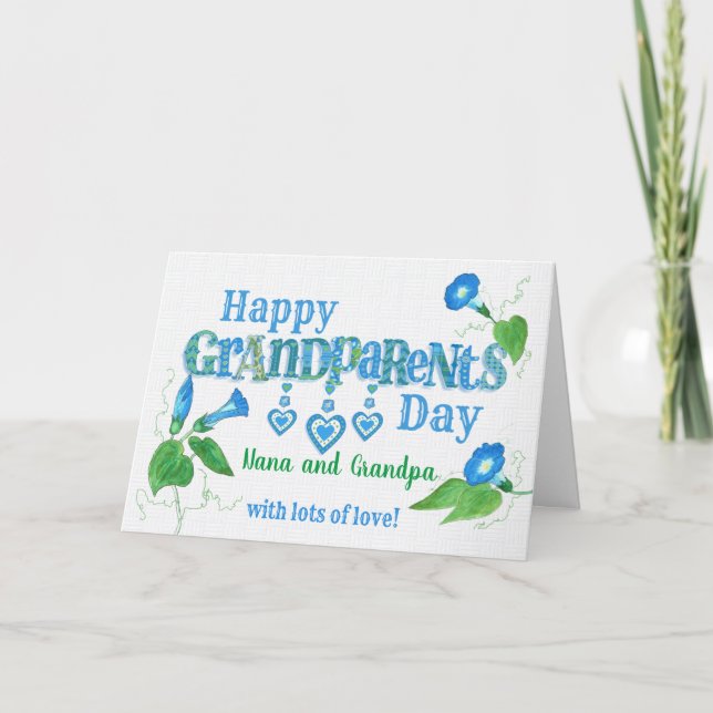 Custom Name Grandparents Day with Morning Glory Card (Front)