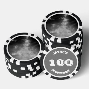 Custom Name Gray Monochrome Poker Chips
