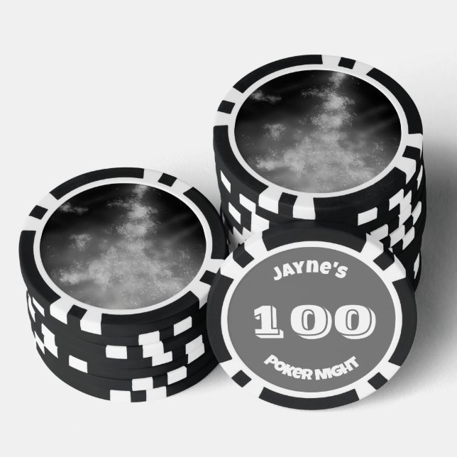 Custom Name Gray Monochrome  Poker Chips (Stack)
