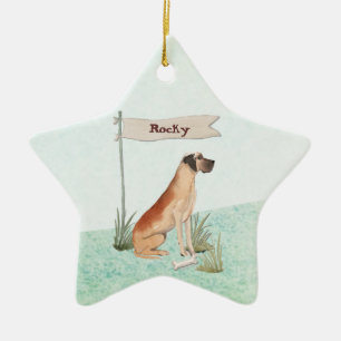 Custom Name Great Dane Pet Dog Ceramic Ornament