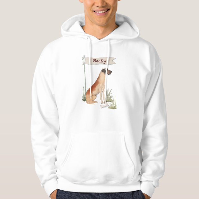 Custom Name Great Dane Pet Dog Hoodie (Front)