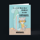 Custom Name Great Great Grandson Birthday Racoon Card<br><div class="desc">This cool racoon on the front of this fun card is greeting your great great grandson a happy birthday while enjoying his surfing day on the beach. This will remind your loved one that summertime is birthday time and fun time.</div>