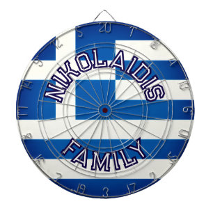 CUSTOM NAME Greek Blue & White Greek Flag Design Dartboard
