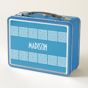 Custom Name Greek-Inspired Metal Lunch Box