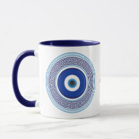 Custom Name Greek Pattern Evil Eye Nazar