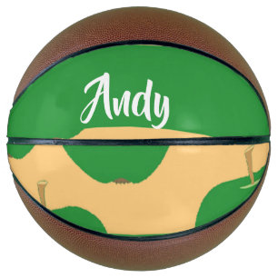 Custom name green apple on orange basketball