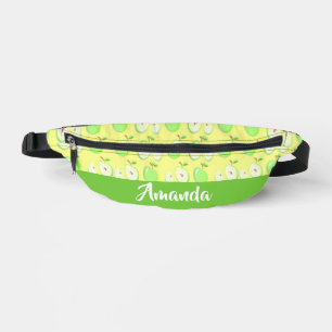 Custom name green apples yellow bum bags