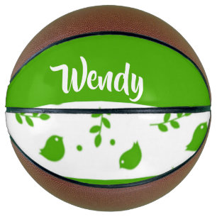 Custom name green birds basketball