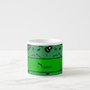 Custom name green black guitars music notes espresso cup