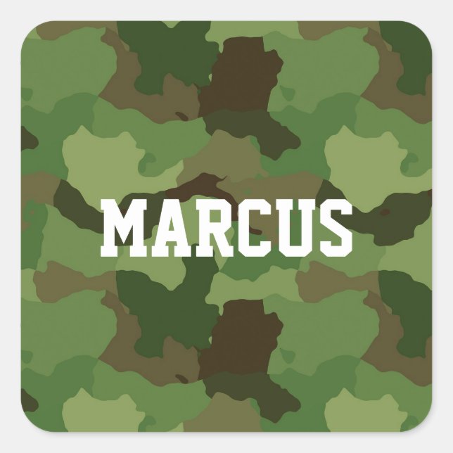 Custom Name Green Camouflage/Military Stickers (Front)