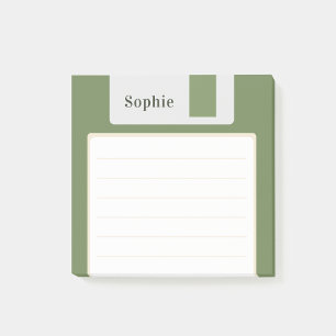Custom Name Green Floppy Disc Post-it Notes