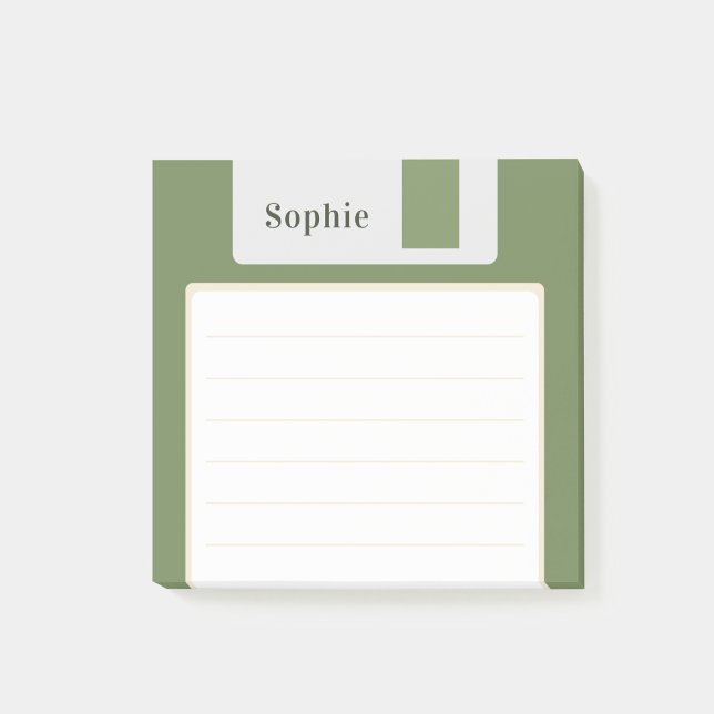 Custom Name Green Floppy Disc Post-it Notes (Creator Uploaded)