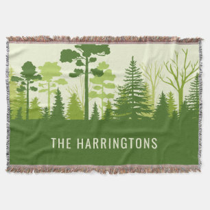 Custom name Green Forest throw blanket