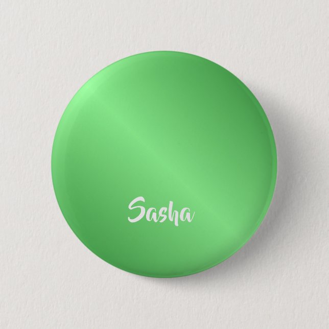 Custom name green gradient 6 cm round badge (Front)