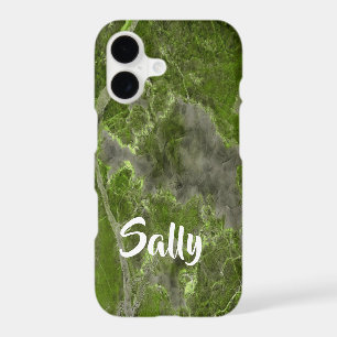 Custom name green marble tile
