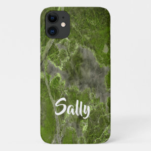 Custom name green marble tile iPhone 11 case