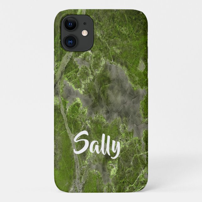 Custom name green marble tile Case-Mate iPhone case (Back)