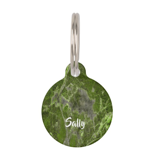 Custom name green marble tile pet tag (Front)