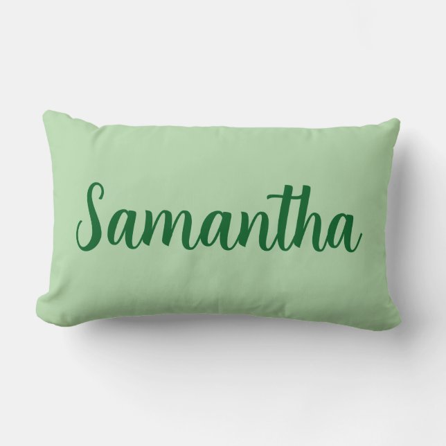 Custom Name green  – Personalised  Lumbar Cushion (Front)