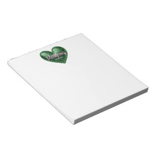 Custom Name Green Pink Glitter Heart Mahjong Notepad