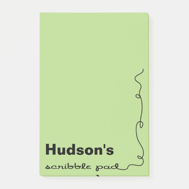 Custom Name Green Scribble Pad Post-it Notes (Front)