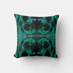 Custom Name Green Smoke Symmetrical Black Cushion