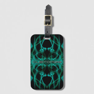 Custom Name Green Smoke Symmetrical Black Luggage Tag