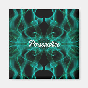 Custom Name Green Smoke Symmetrical Black Magnet