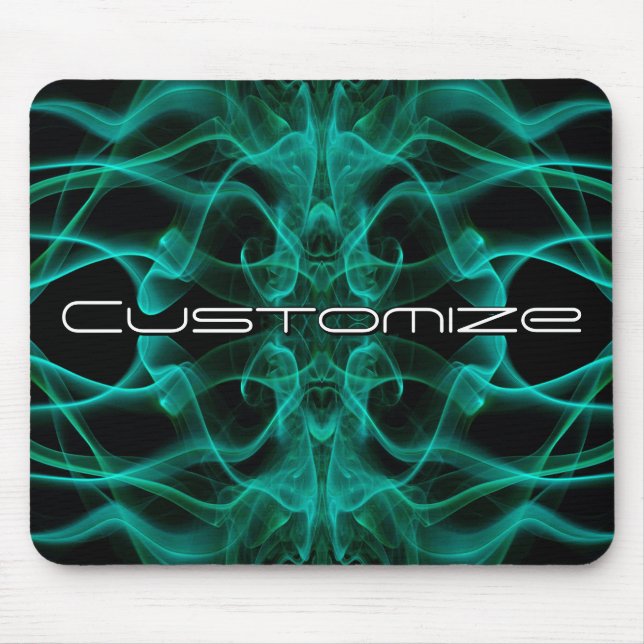 Custom Name Green Smoke Symmetrical Black Mouse Pad (Front)