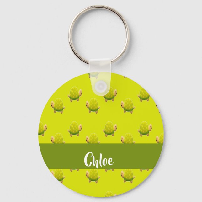 Custom name green turtles key ring (Front)