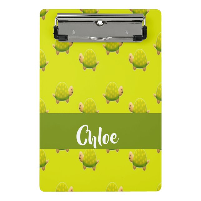 Custom name green turtles mini clipboard (Front)
