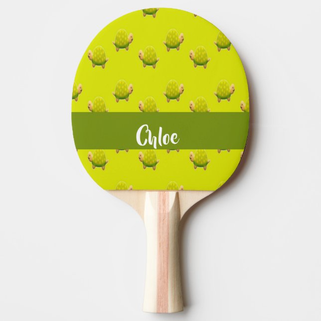 Custom name green turtles ping pong paddle (Front)