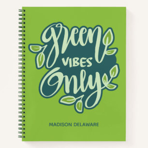 Custom Name Green Vibes Notebook