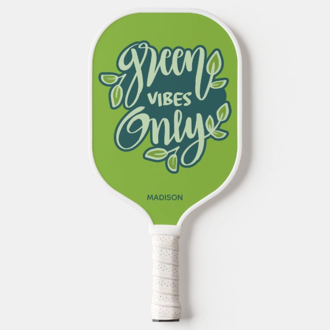 Custom Name Green Vibes Pickleball Paddle (Front)