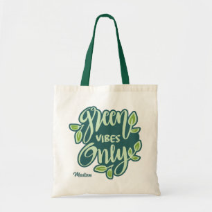 Custom Name Green Vibes Tote Bag