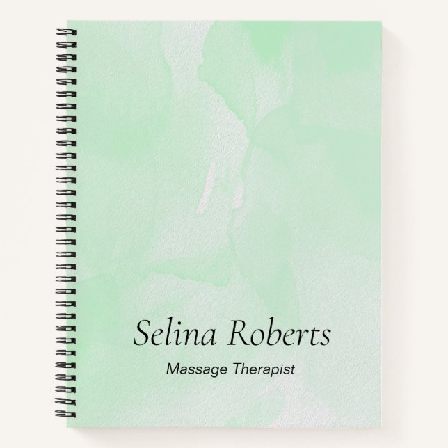 Custom name green watercolor notebook (Front)