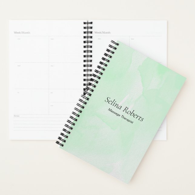 Custom name green watercolor planner (Display)