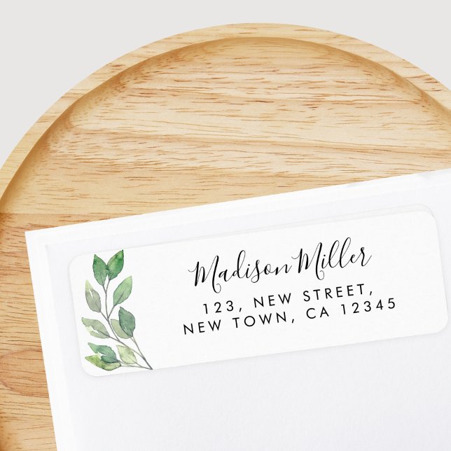 Custom Name Greenery Return Address  Label (Creator Uploaded)