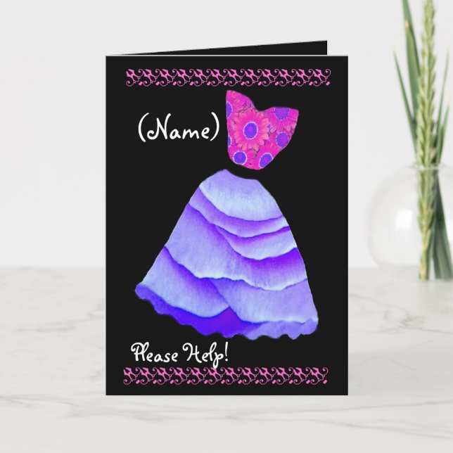 CUSTOM NAME Greeter Invitation PURPLE Gown (Front)