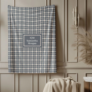 Custom Name Grey Blanket Chic Minimalist Style