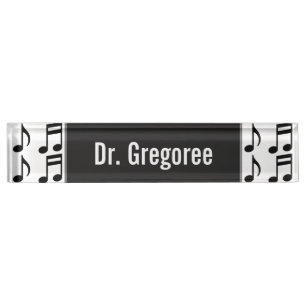 Custom Name + Grid of Musical Notes Desk Nameplate